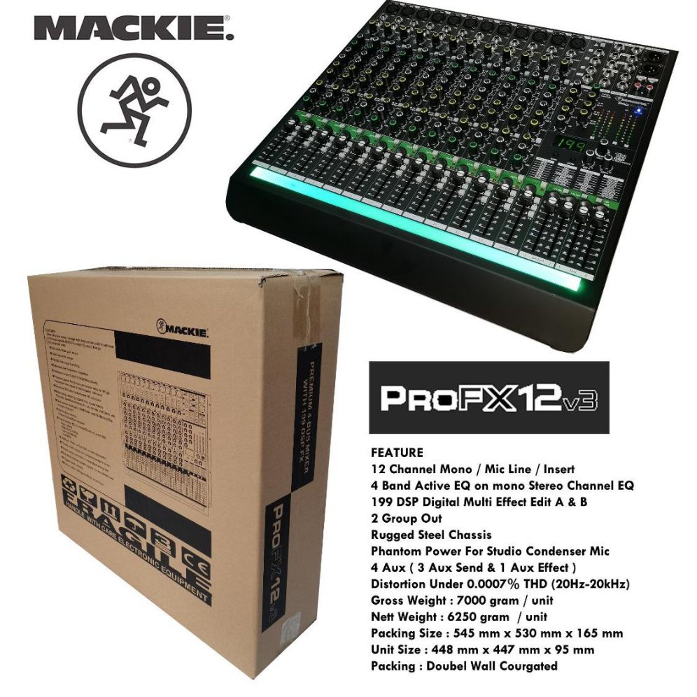 Jual Mixer Audio Mackie Pro Fx12 V3 Usb Bluetooth Original Mixing 12 ...