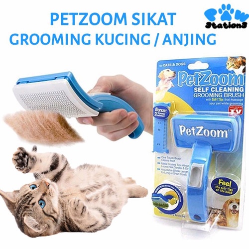 Jual Pet Zoom Self Cleaning Grooming Brush Sisir Pembersih Bulu
