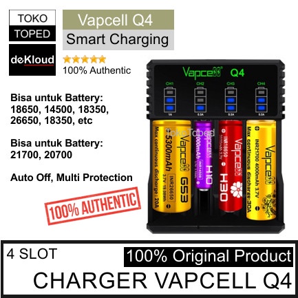 Jual Authentic Vapcell Q Battery Charger Slot Baterai Batre Li Ion Lithium