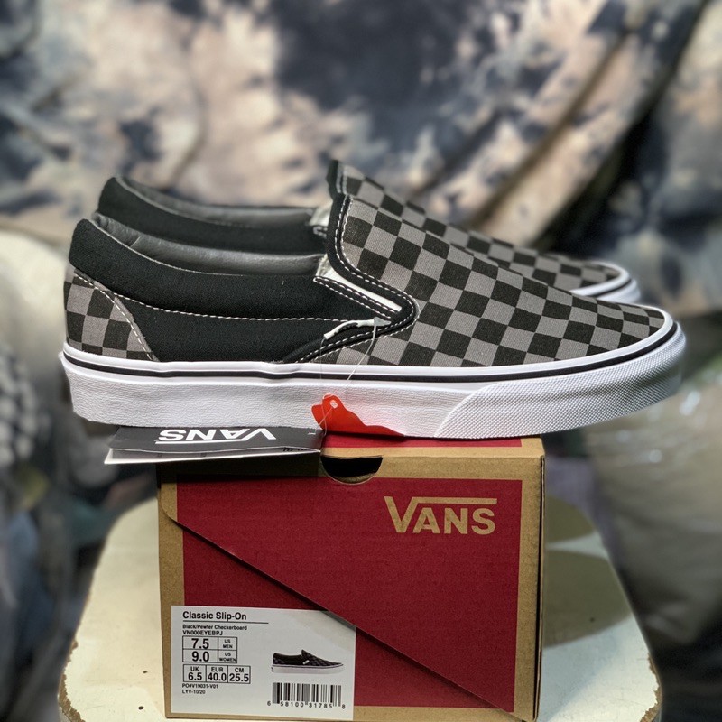 Jual VANS SLIP ON PEWTER CHECKERBOARD BLACK GREY Shopee Indonesia