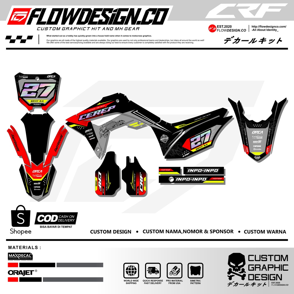 Jual DECAL STICKER CRF ( CUSTOM DESIGN ) | Shopee Indonesia