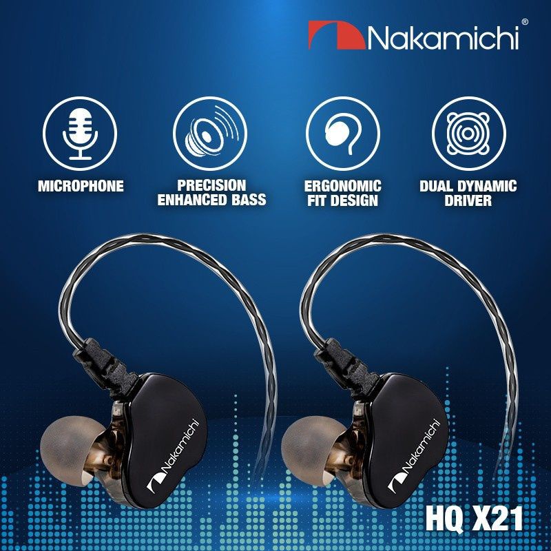 Jual Nakamichi HQ X21 In Ear Monitor with Mic Original Earphone Dual