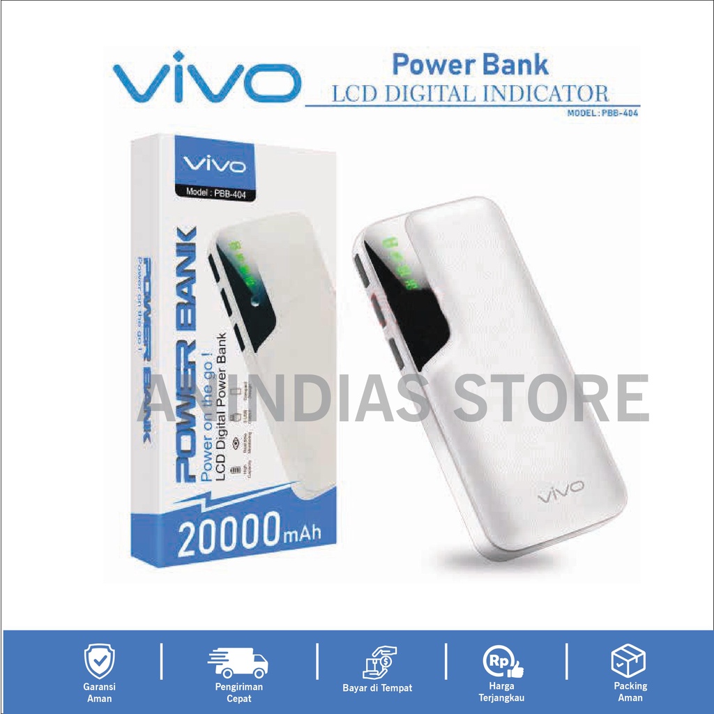 Jual リ POWER BANK VIVO 20000Mah LED USB PORT LED DIGITAL