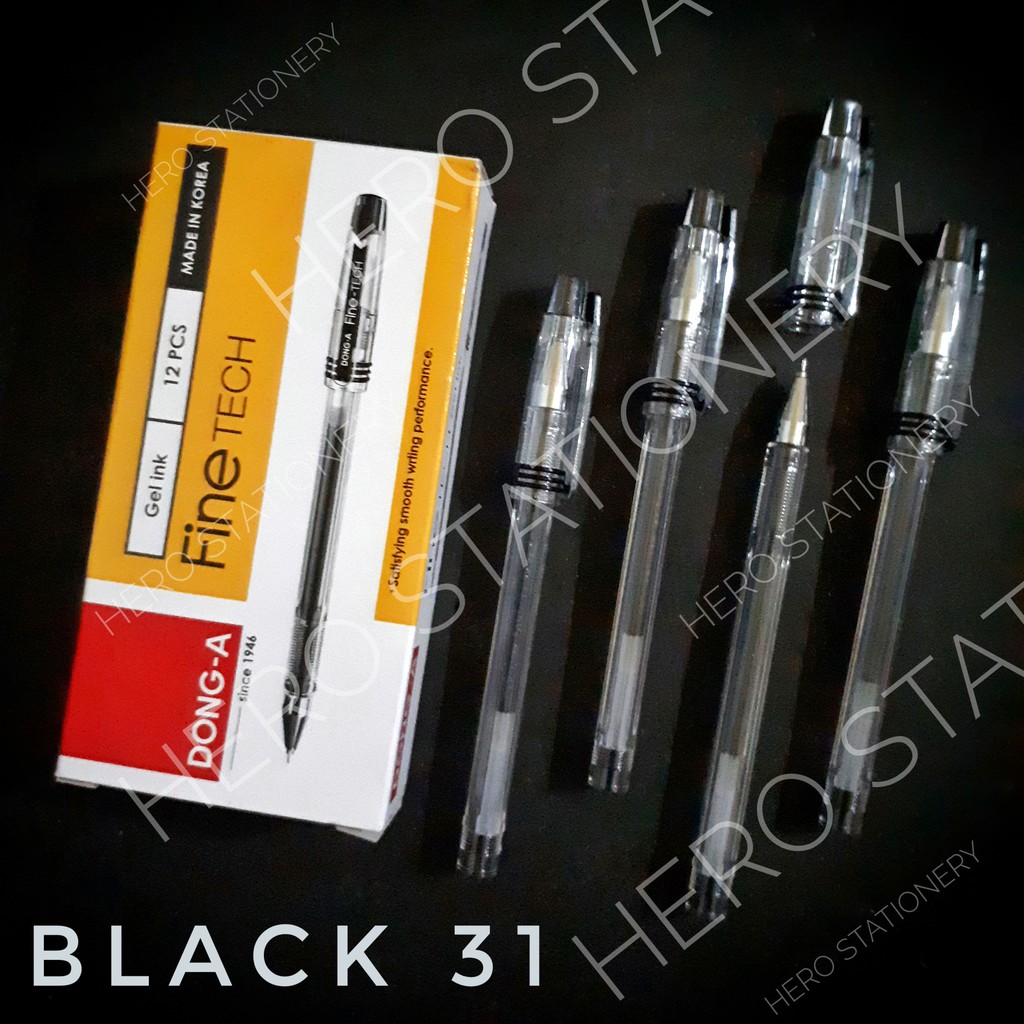 Jual Pen gel dong-a fine tech black hitam 31 . 12 unit | Shopee Indonesia