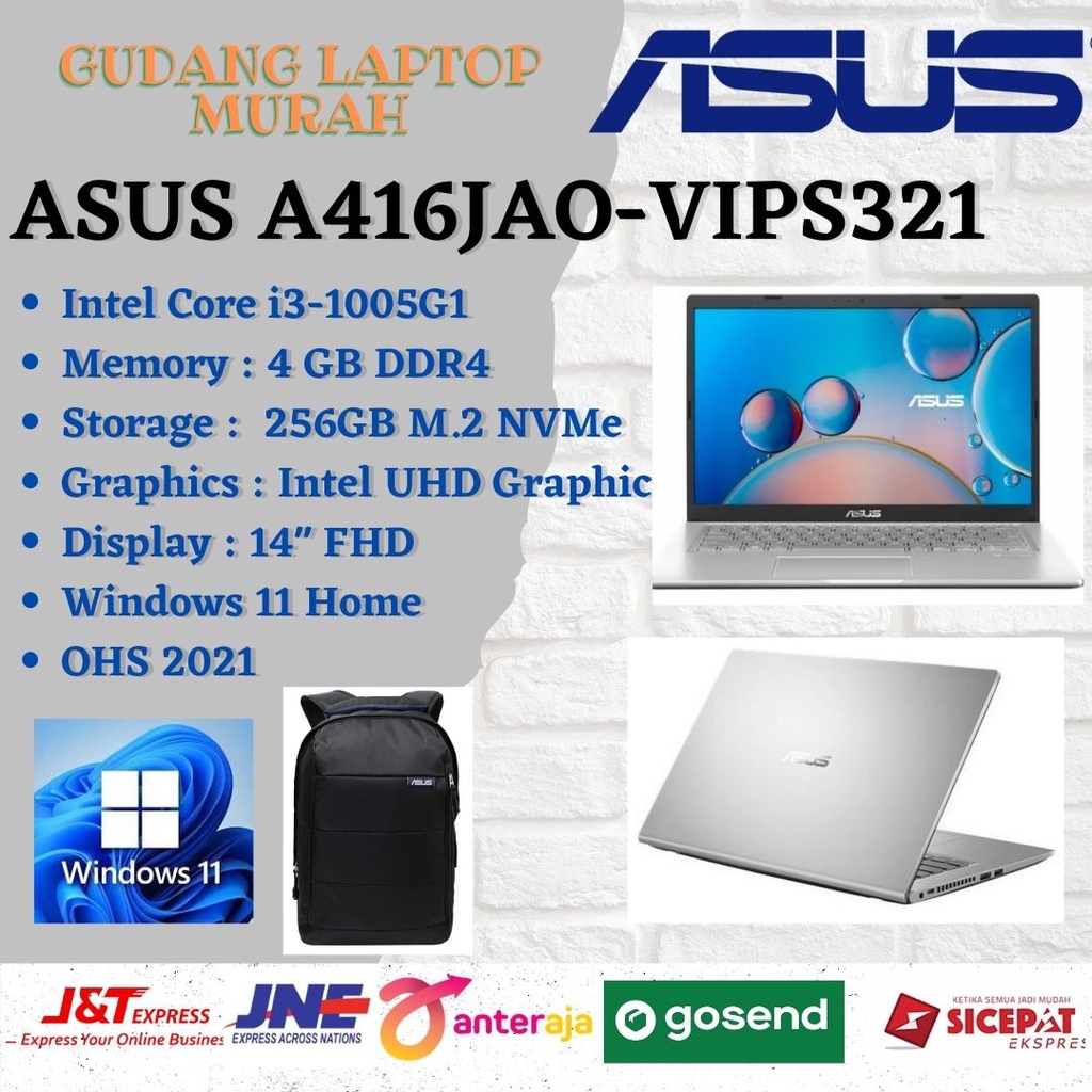 Jual LAPTOP ASUS VIVOBOOK CORE I3 14 A416JAO-VIPS321/i3-1005G1/4GB ...