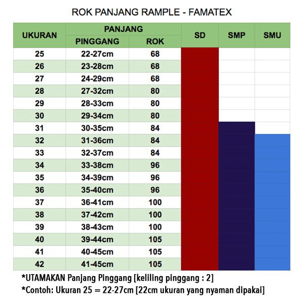 Jual Rok Pramuka No.27-30 Rok Panjang Rample Seragam Sekolah Mampank ...