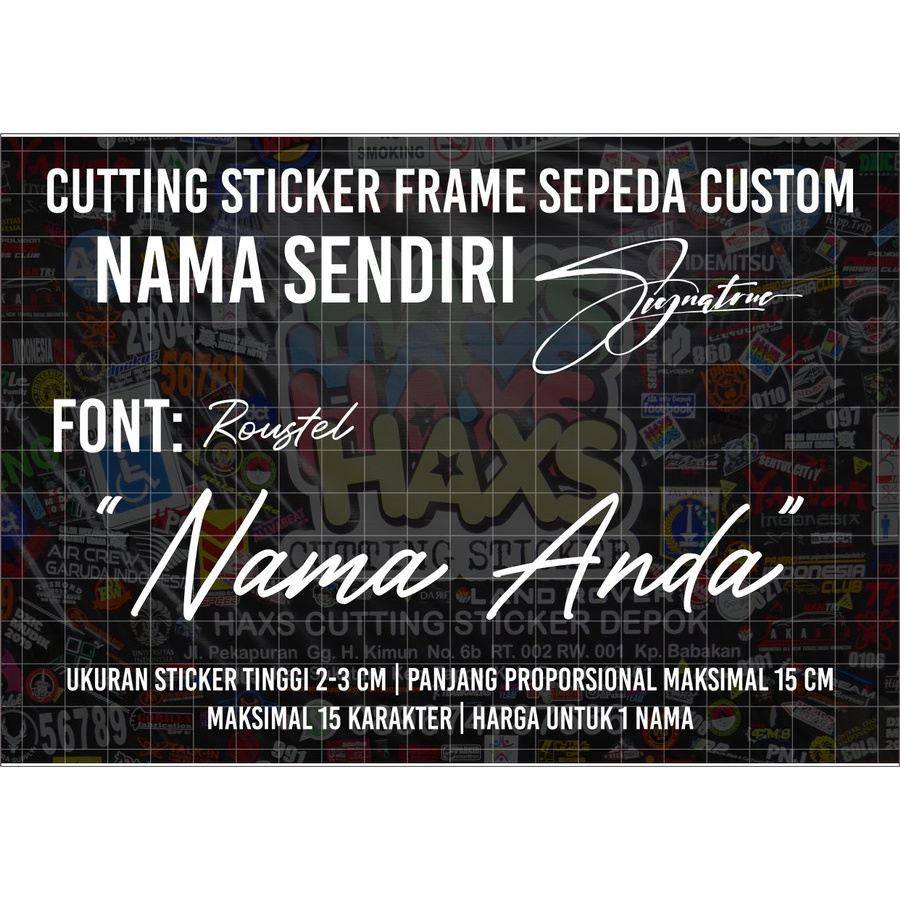 Jual Cutting Sticker Frame Sepeda Custom Nama Sendiri Model Tanda