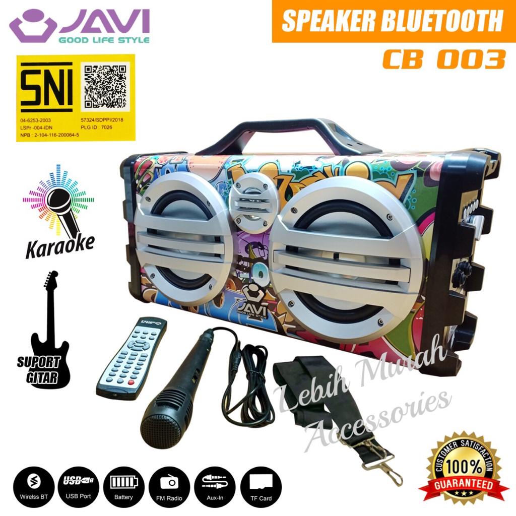Jual Speaker Bluetooh JAVI CB003 Dual Subwofer Stereo + Mic/Remote ...