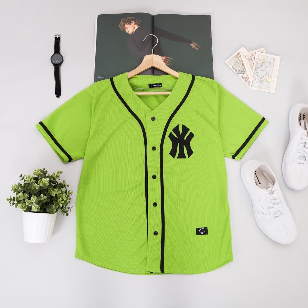 Promo Baju baseball jersey baseball yankees green Pria Wanita