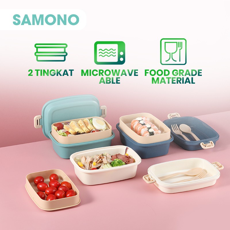 Jual BONBOX Kotak Makan Bento Microwaveable Lunch 2 Tingkat BTW100 ...