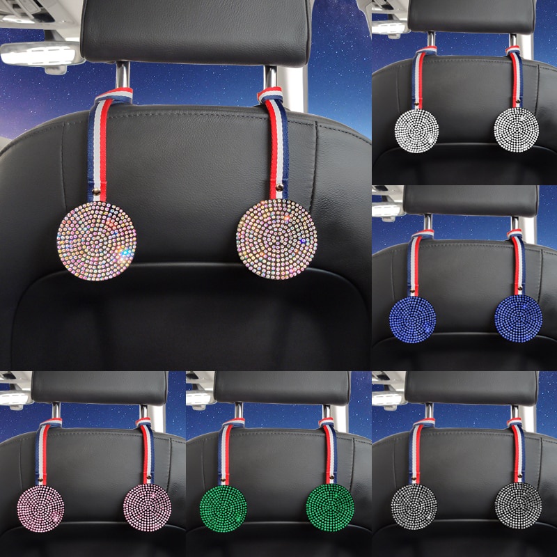 Jual PREORDER Diamond Car Headrest Round Hooks Crystal Rhinestone Bling Holder For Bag Purse