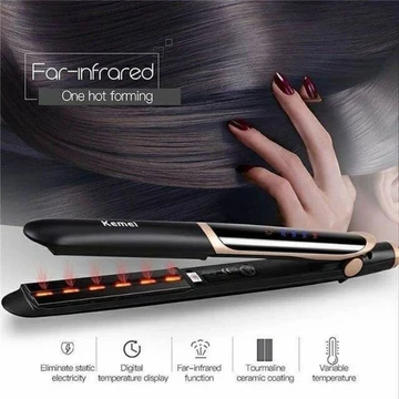KEMEI KM 2219 Catokan Rambut 2in1 Digital Far Infrared Hair Straightener Irons Flat Styling Tool