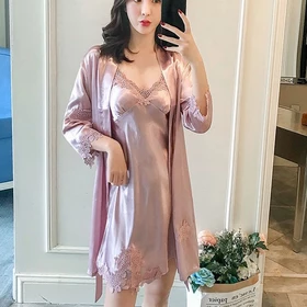 Pakaian Tidur Modern Satin Bermutu Tinggi Baru Kimono Pakaian Tidur Wanita