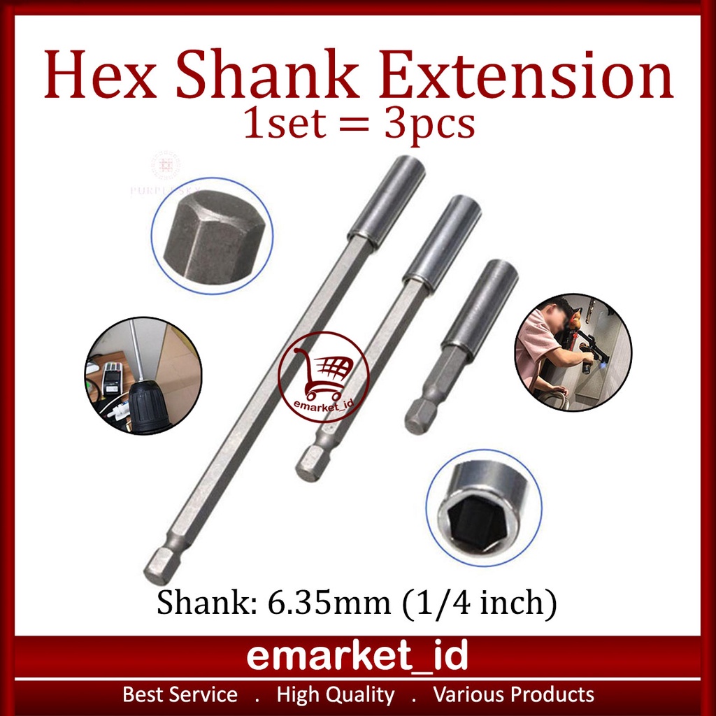 Jual Hex Shank Extension Rod 3 in 1 / Holder Mata Bor / Hexagonal Extender Quick Release