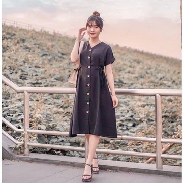 Dress Casual Trivia Dress Andin Busui Friendly Dress Full Kancing Aktif
