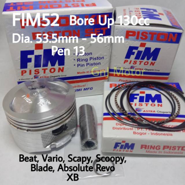 Jual Piston kit FIM Bore Up Beat Vario110 Blade Revo Karbu Pen