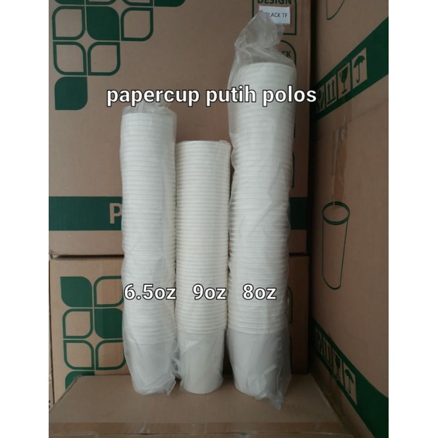 Jual papercup/paper cup/gelas kopi PUTIH POLOS 6.5oz/8oz/9oz @50pcs ...