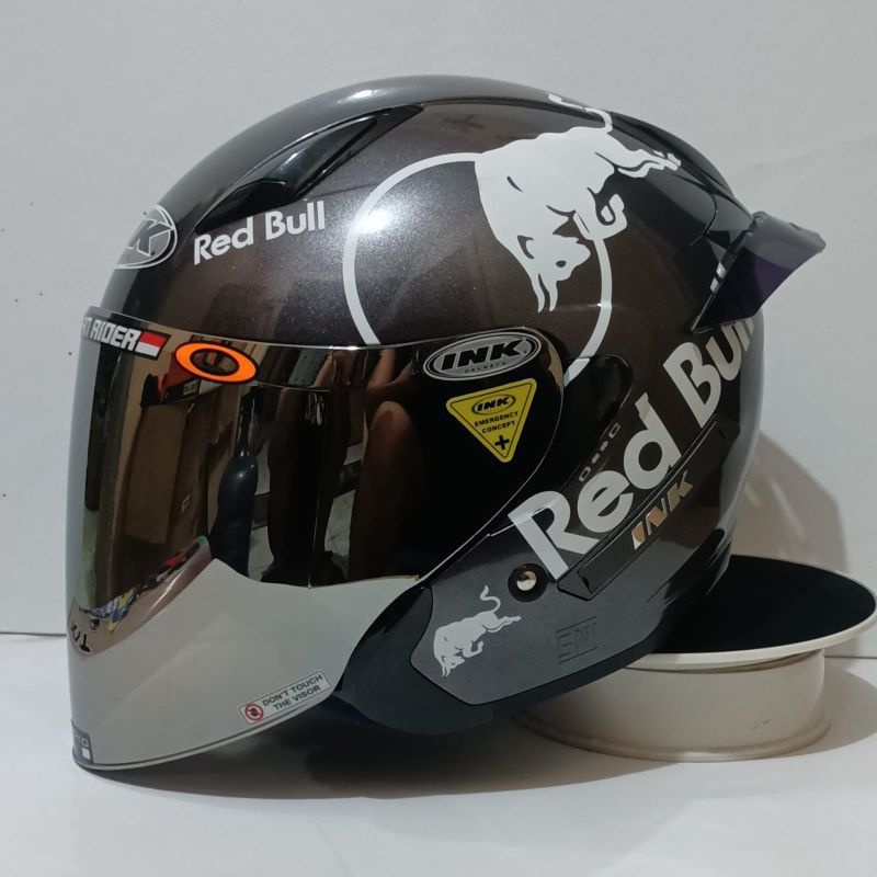 Jual HELM INK METRO 2 DOUBLE VISOR PAKET GANTENG STIKER RED BULL 100 ...