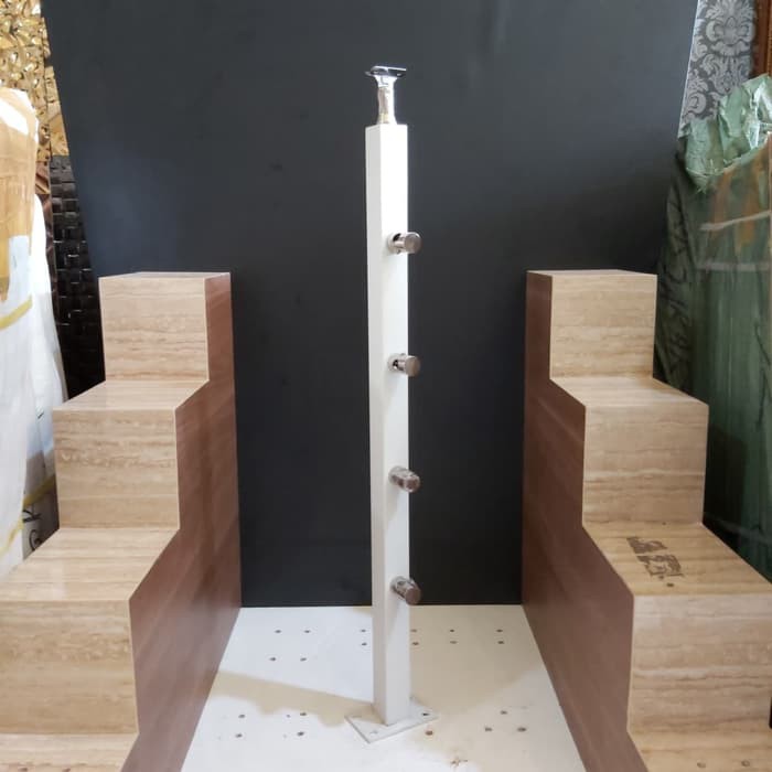 Jual Tiang Railing Tangga/Balkon Besi Coating Putih | Model Pipa Jari ...