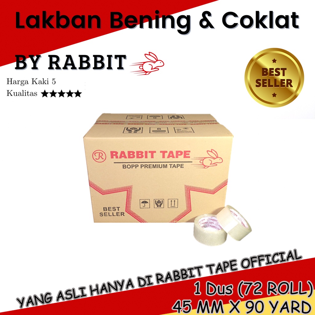 Jual Lakban Bening / Lakban Coklat OPP RABBIT TAPE 2 inch x 90 Yard (1 ...