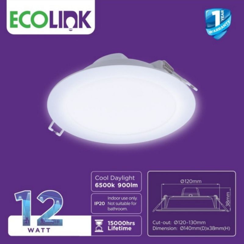 Jual Lampu Ecolink Downlight Led 12w Watt 5 Inch Putih Cool Daylight 6500k Shopee Indonesia 