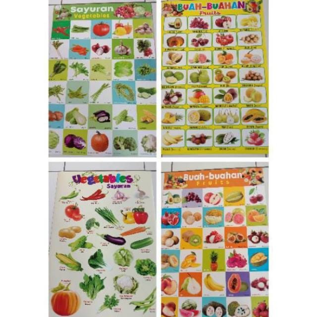 Jual Poster Edukasi Buah Buahan Sayuran Shopee Indonesia