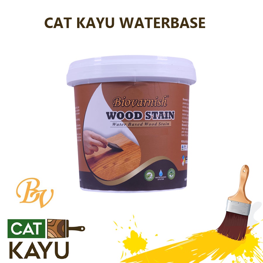 Jual Cat Kayu Waterbased Biovarnish Wood Stain 1kg Vernis Kayu Berbahan Air Varnish Water Based