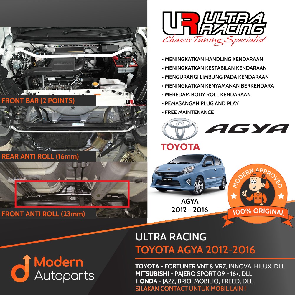 Jual PAKET Stabilizer Ultra Racing Agya 12-16 Frontbar & Anti Roll Set ...