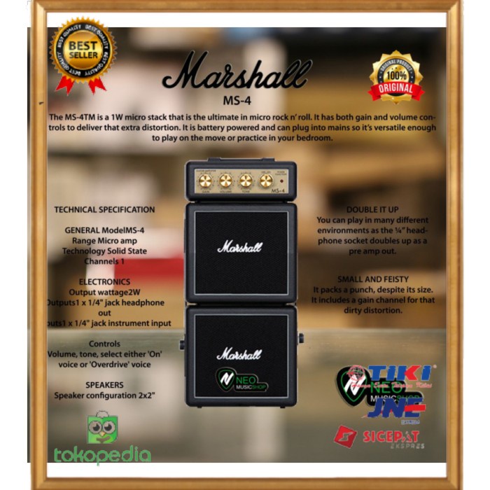 Jual Marshall MS4 Micro Stack Electric Guitar Amplifier Original Murah ...