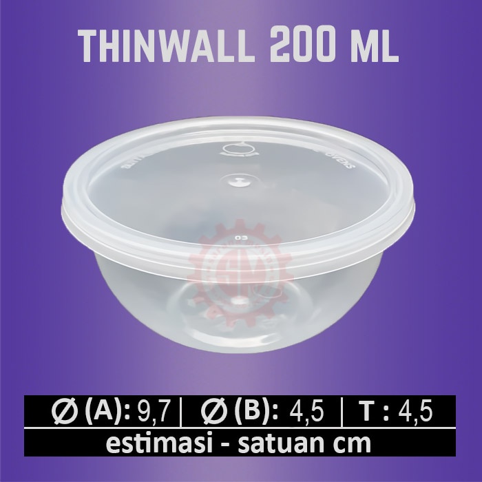 Jual Isi 25pcs Thinwall Bowl Mangkok Bulat Cup Plastik 200 Ml