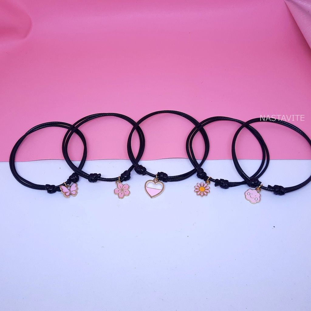 Jual Gelang Liontin Kupu Kupu Couple Awan Tali Korea Hitam Persahabatan