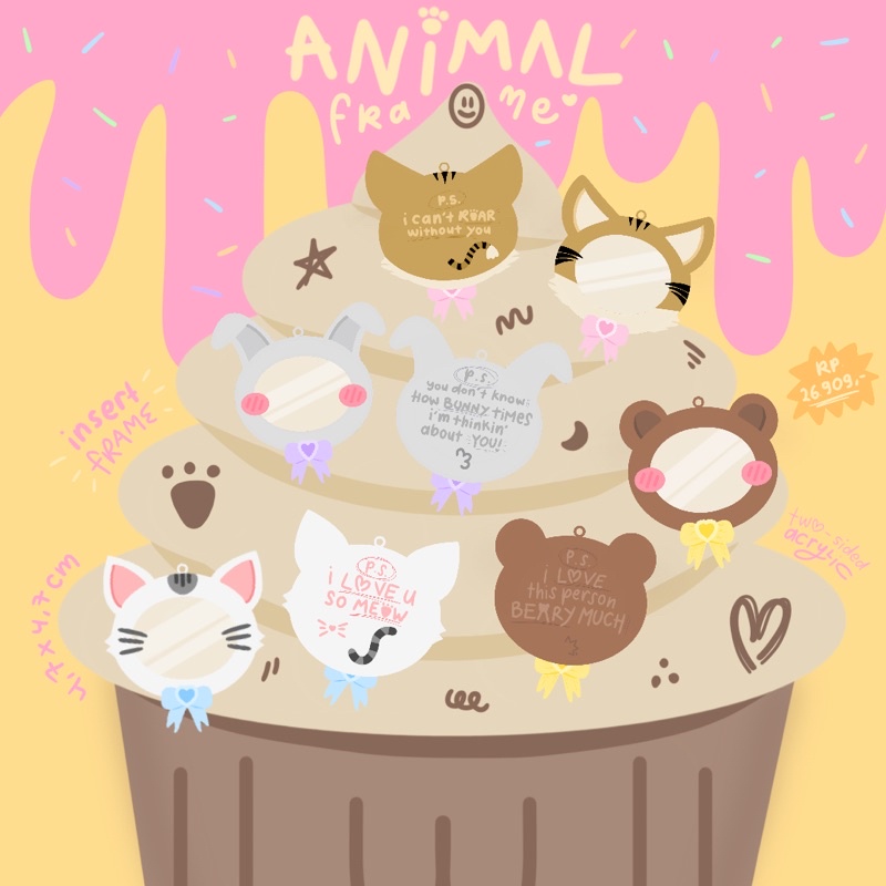 Jual ANIMAL FRAME KEYCHAIN (insert frame) | Shopee Indonesia