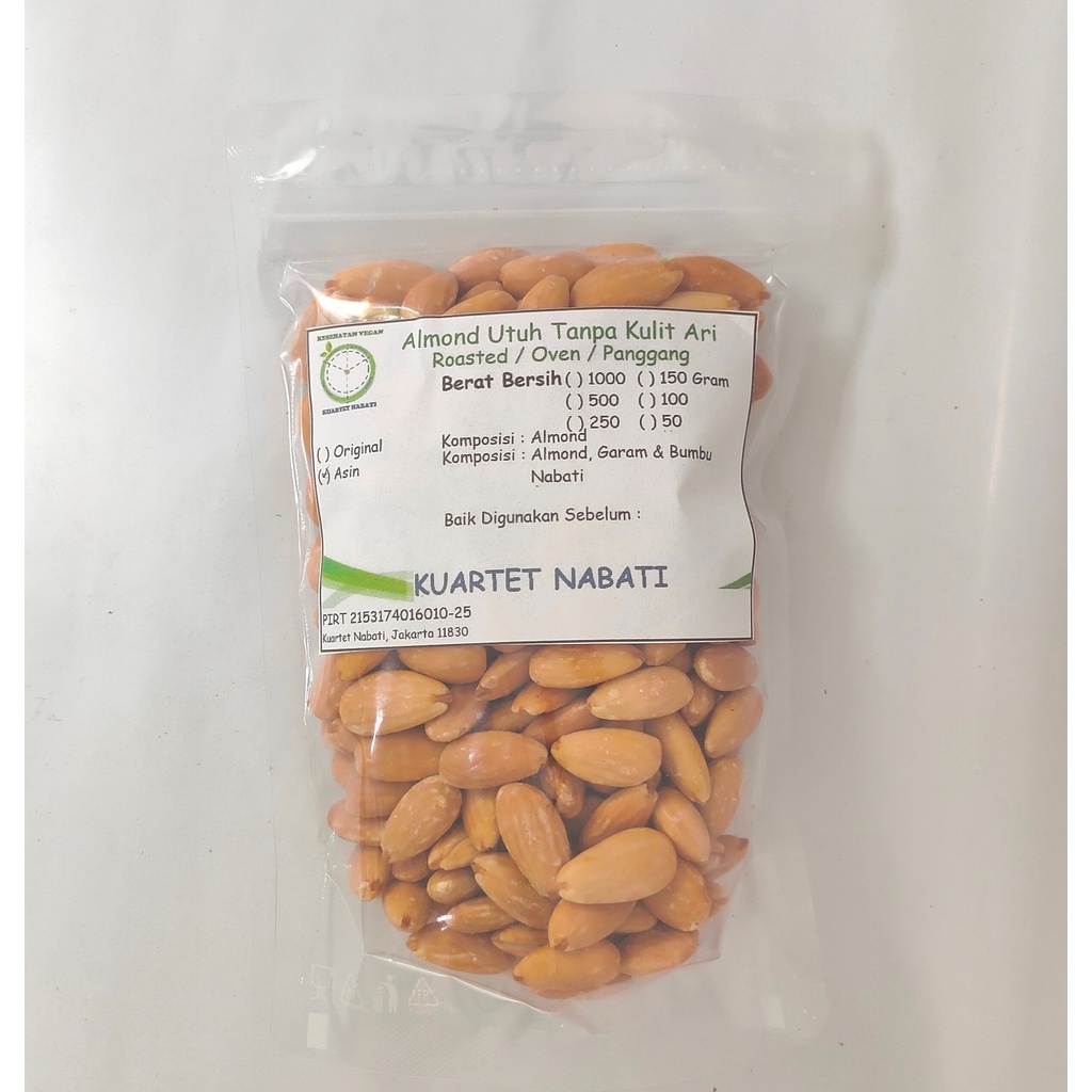 Jual 250gr Roasted Almond Utuh Tanpa Kulit Ari/ Almond Whole Skinless ...