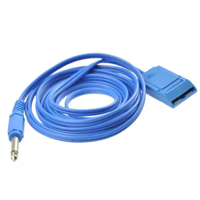 Câble Patient Pour électrocoagulation – Connecteur LM Vers Plaque Négative, 3 Mètres, Bleu, Monopolaire