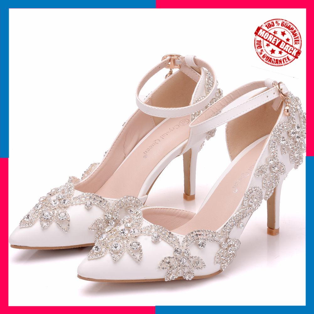 Jual Heels Wanita Import Pesta Crystal Queen Lady Shoes Rhinestone