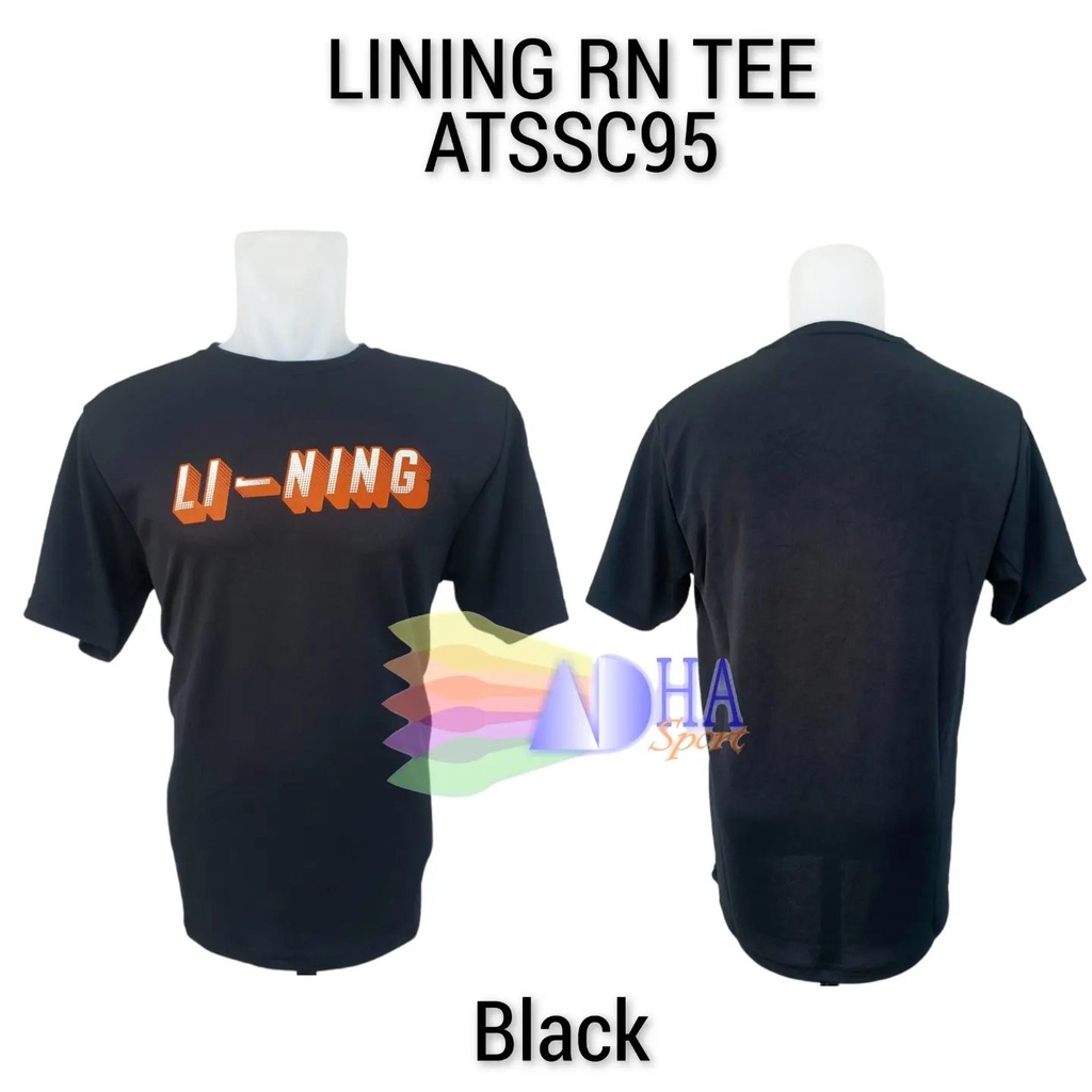 Jual Kaos Badminton Lining RN Tee / ATSSC95 /ATSSC 95 Black Original ...