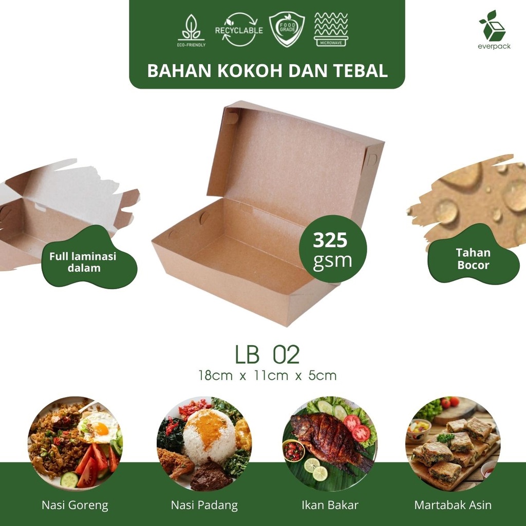 Jual Lunch Box Paper X X Gsm Kraft Paper Laminasi Kemasan Nasi Goreng Cake