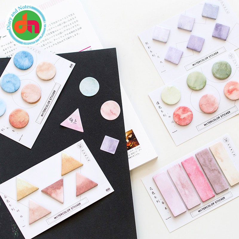 Jual Kertas Label Penanda Dokumen Watercolor Shapes Sticky Notes Bagus ...
