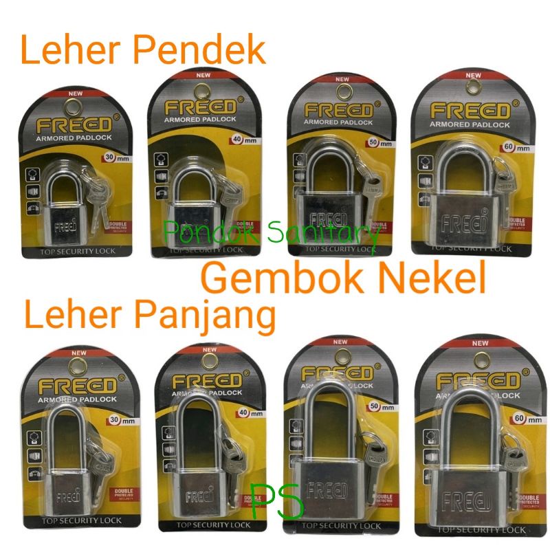 Jual Gembok 30 40 50 60 Mm Leher Pendek Leher Panjang Nekel Chrome