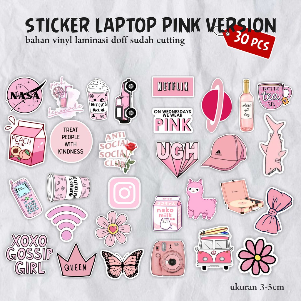 Jual Sticker Laptop Pink Version 30 pcs | Shopee Indonesia
