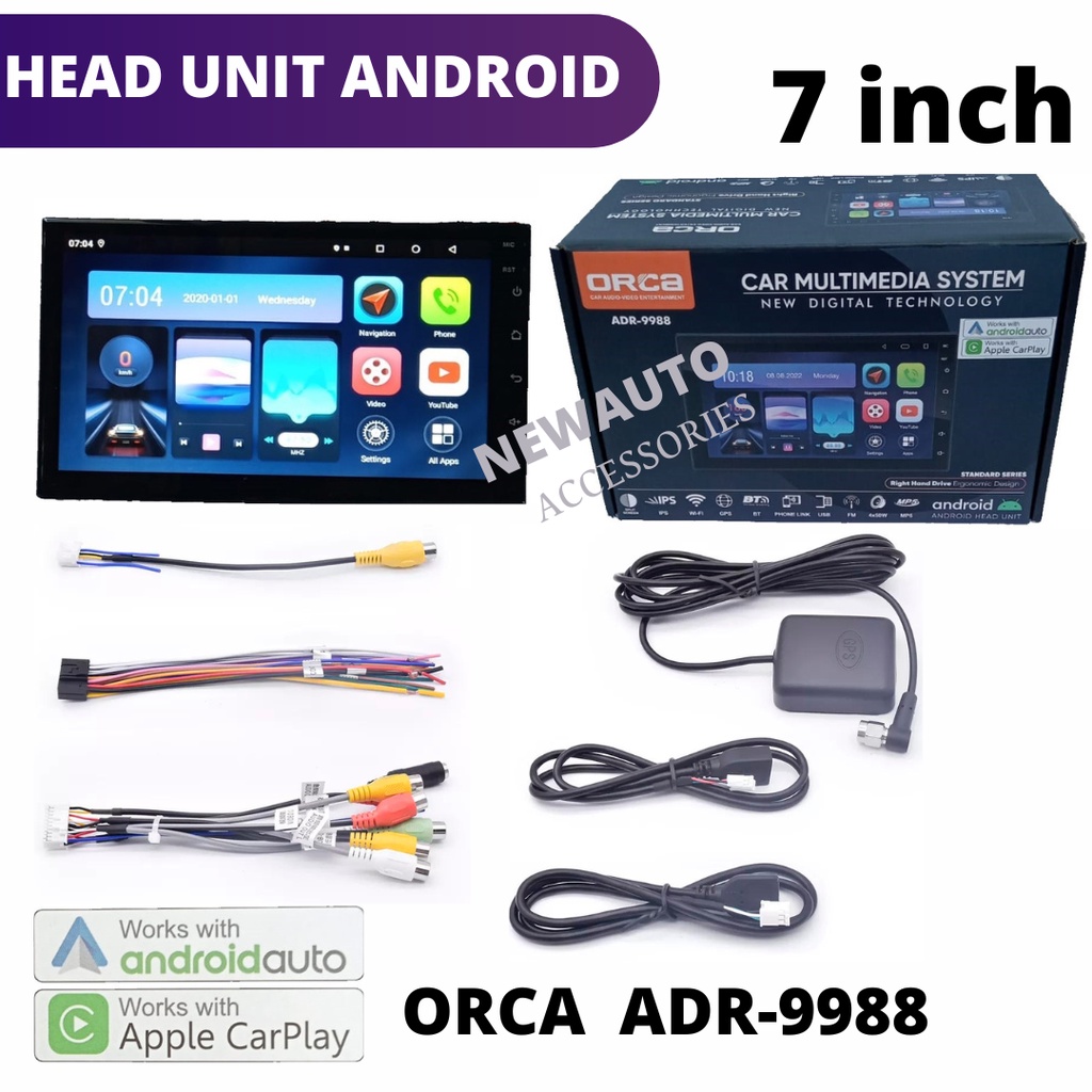 Jual Head unit Double Din Android ORCA ADR-9988 7 inch Androidauto ...