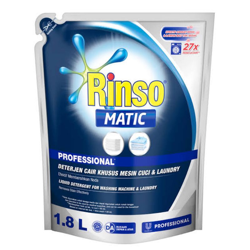 Jual Rinso Matic Cair Detergent Professional 1.8 Liter | Shopee Indonesia
