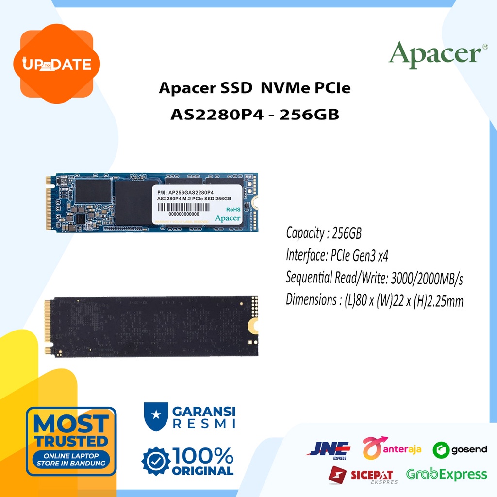 Jual Apacer SSD M.2 NVMe PCIe Gen 3x4 AS2280P4 256GB | Shopee Indonesia