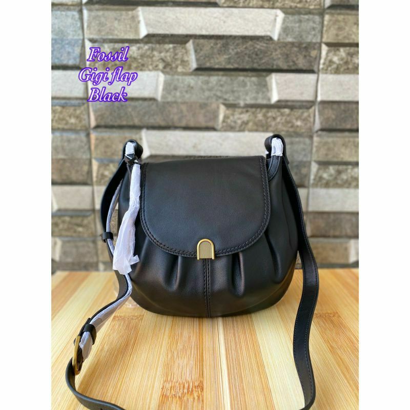 Jual tas fossil gigi flap crossbody bag black ZB1496001 | Shopee