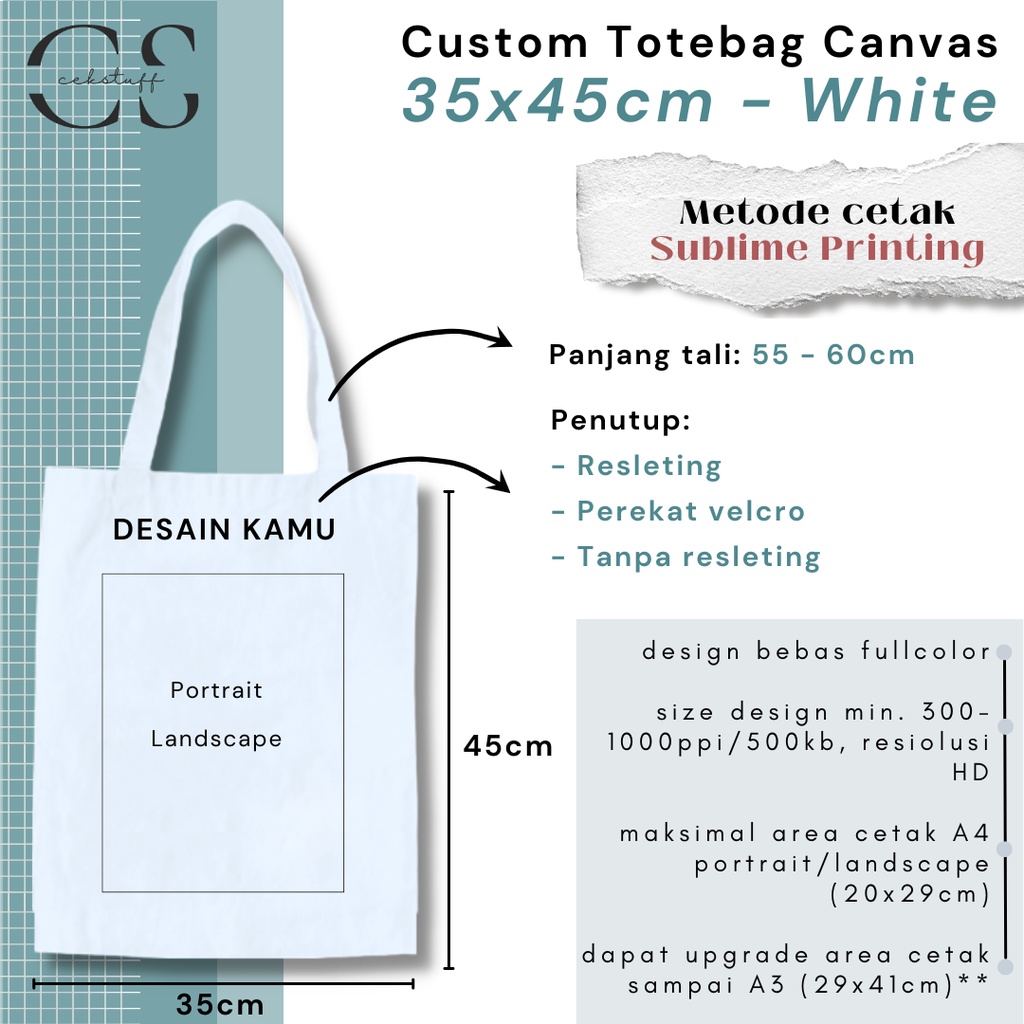 Jual 35x45 PROMO Custom Totebag Kanvas Satuan Termurah Original