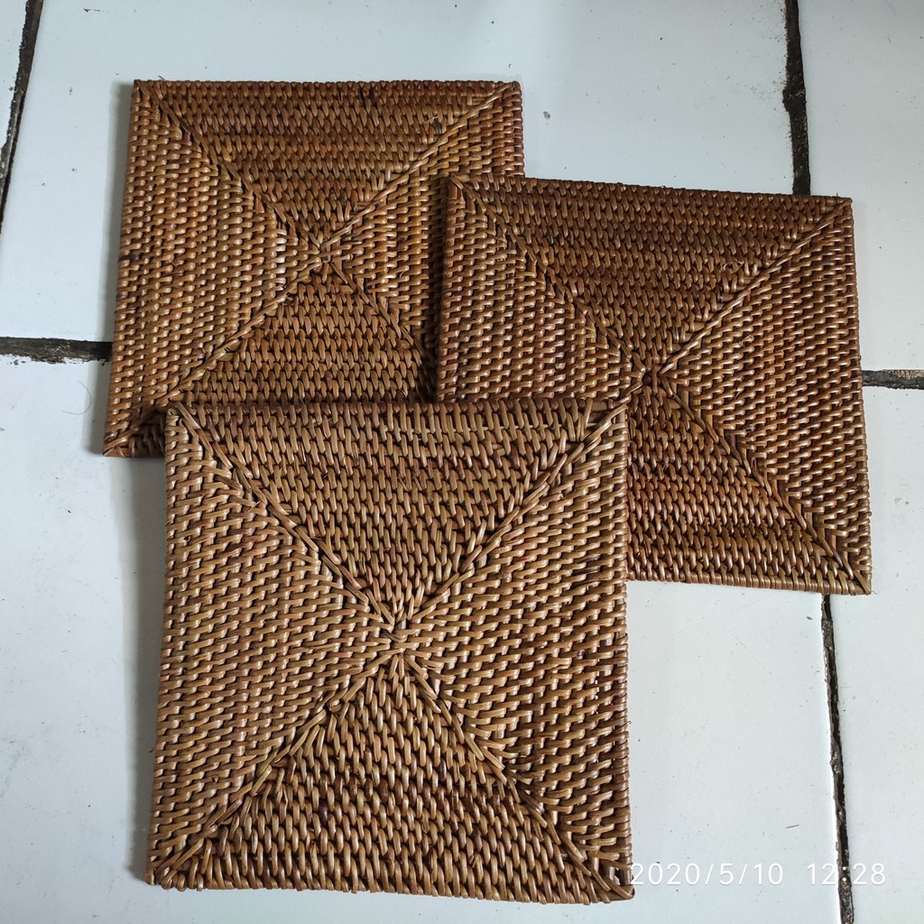 Jual placemat rotan/anyaman rotan/tatakan piring rotan/coaster rotan ...
