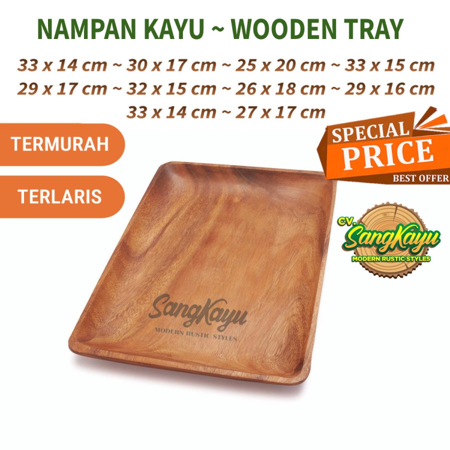 Jual Nampan kayu Wooden serving tray nampan bill kotak serbaguna baki