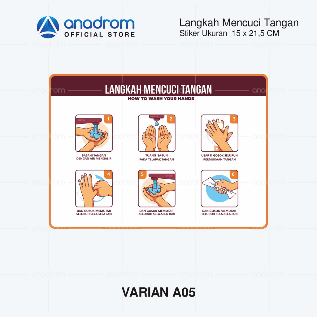 Jual Stiker Edukasi Sticker Langkah Mencuci Tangan Anadrom Shopee Indonesia