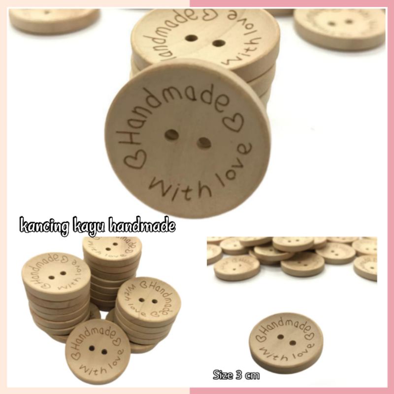 Jual PER 1 BIJI (3 CM) KANCING KAYU HANDMADE KREM KANCINGA HIAS MOTIF 3 ...