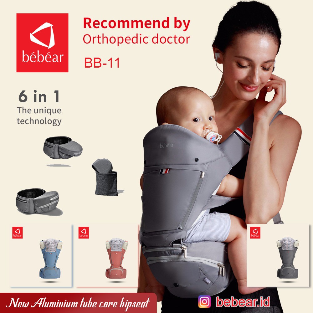 Foldable Hipseat Bebear 6in1 BB 11 Baby Carrier Gendongan Bayi sd 36bln